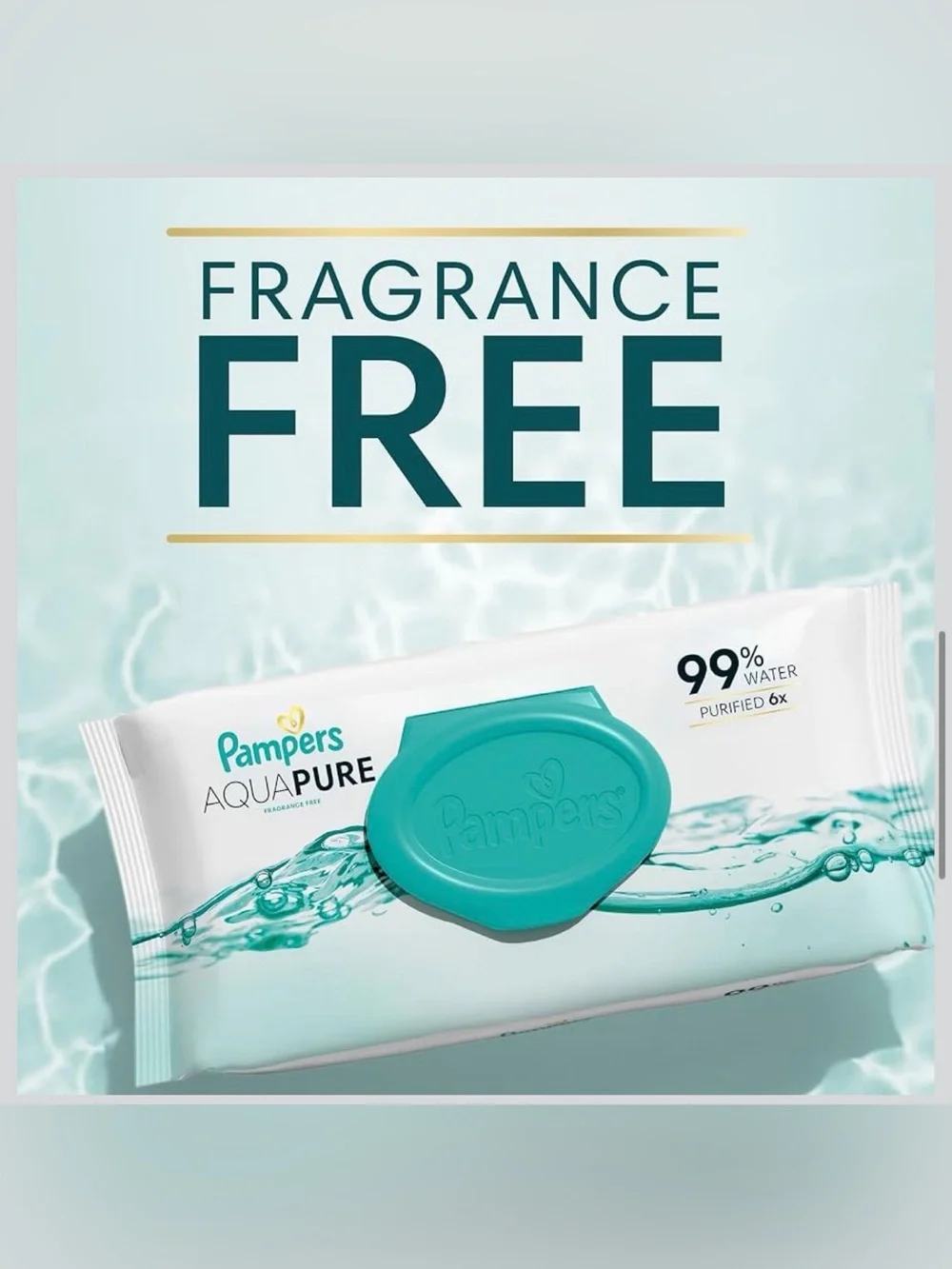 Pampers Aqua Pure Baby Wipes (6 Pack) - NEW